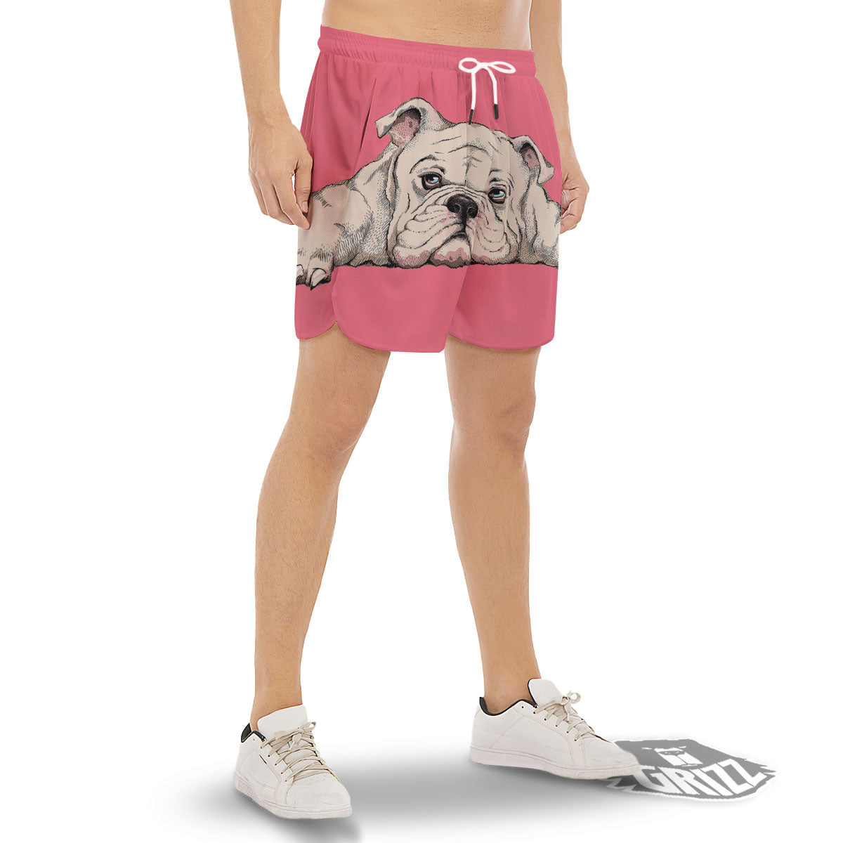 Portrait English Bulldog Print Men's Gym Shorts-grizzshop