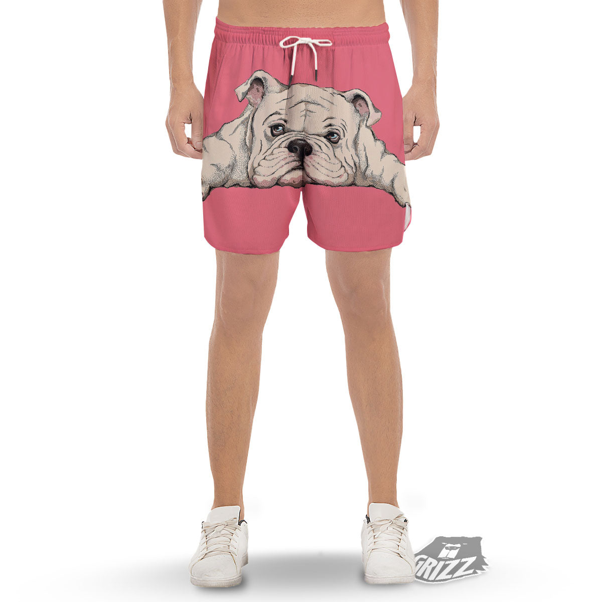 Portrait English Bulldog Print Men's Gym Shorts-grizzshop