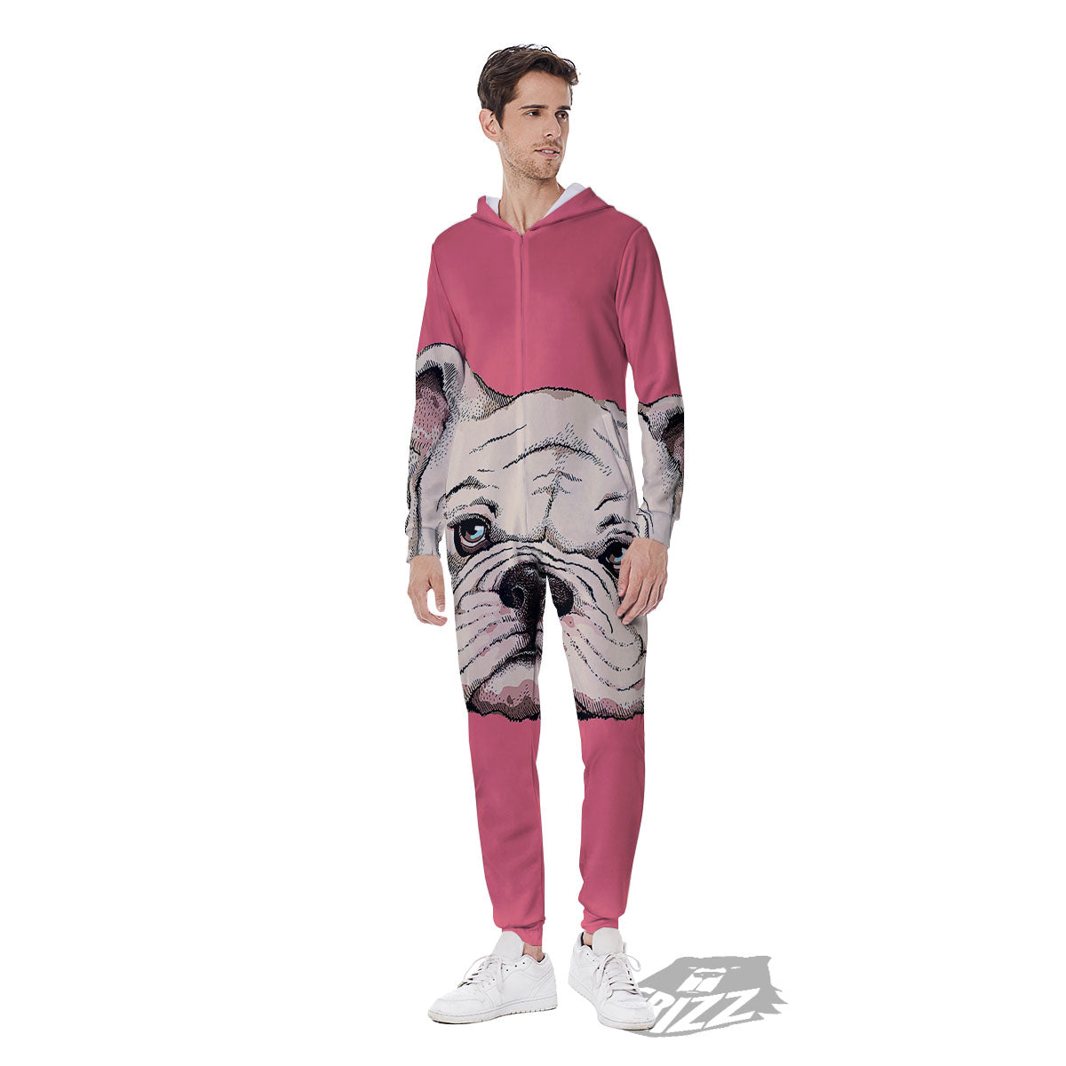 Portrait English Bulldog Print Men's Jumpsuit-grizzshop