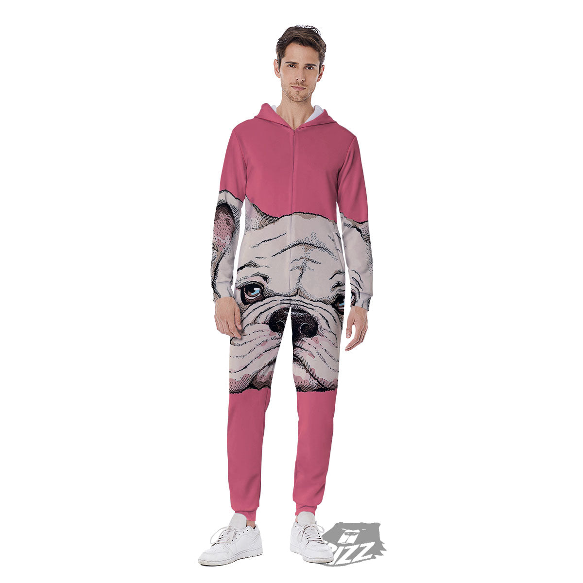 Portrait English Bulldog Print Men's Jumpsuit-grizzshop