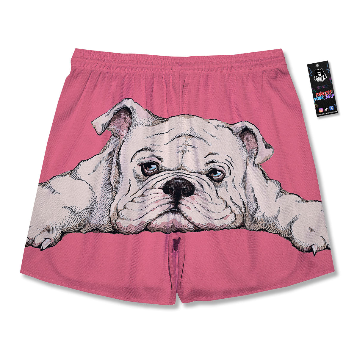 Portrait English Bulldog Print Men's Running Shorts-grizzshop