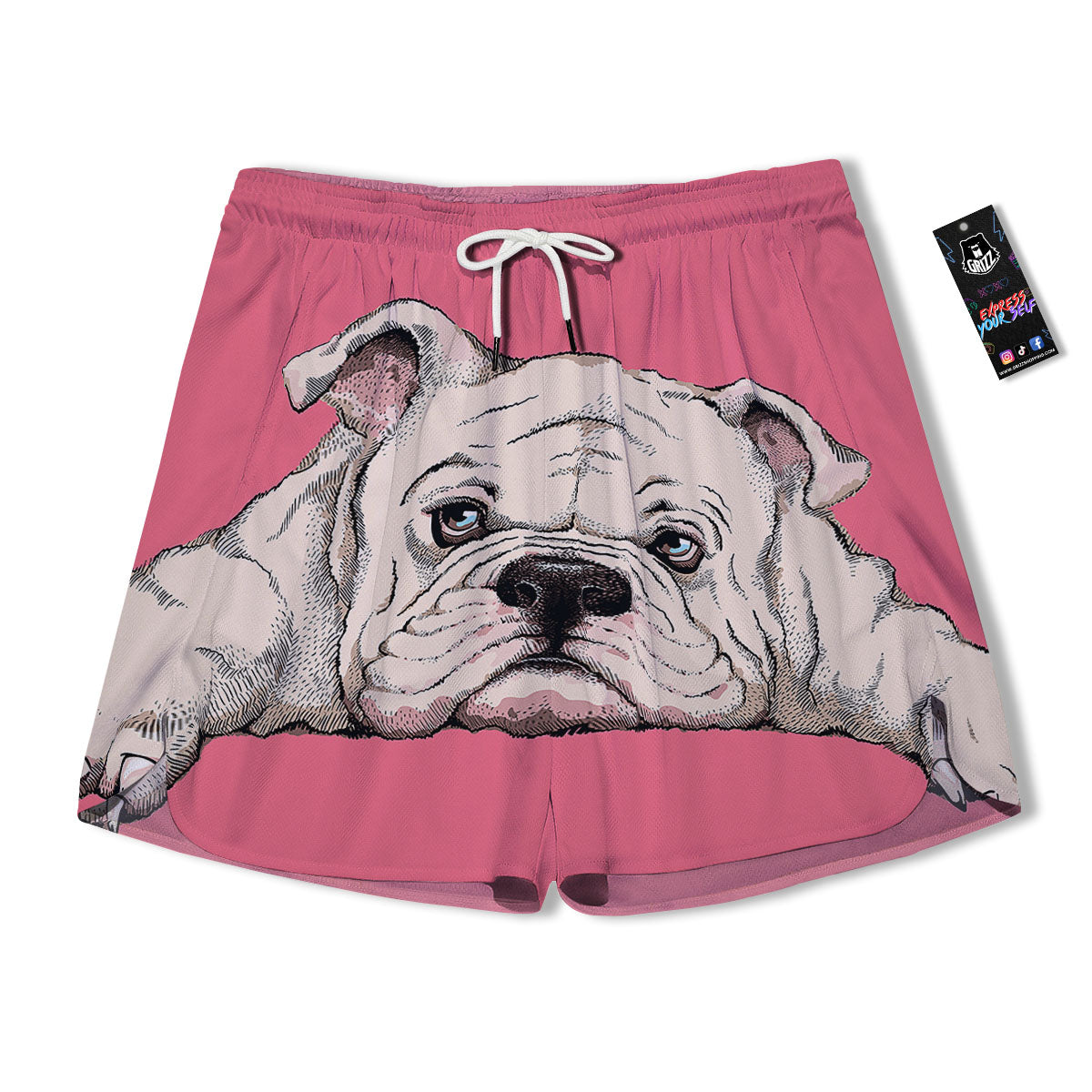 Portrait English Bulldog Print Men's Running Shorts-grizzshop