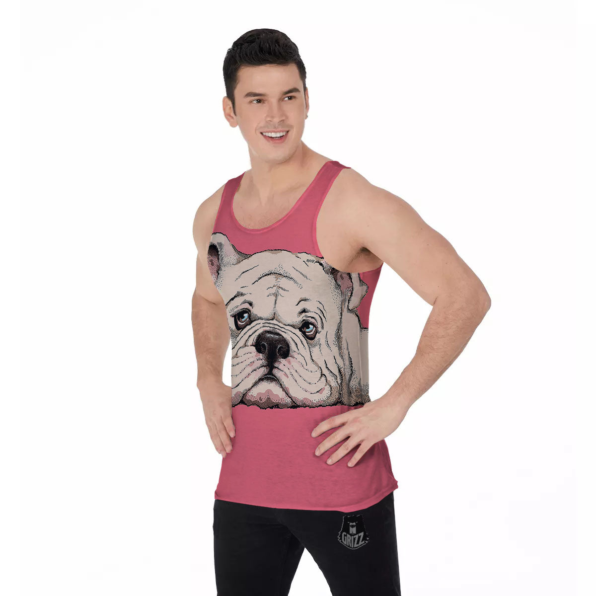 Portrait English Bulldog Print Men's Tank Top-grizzshop
