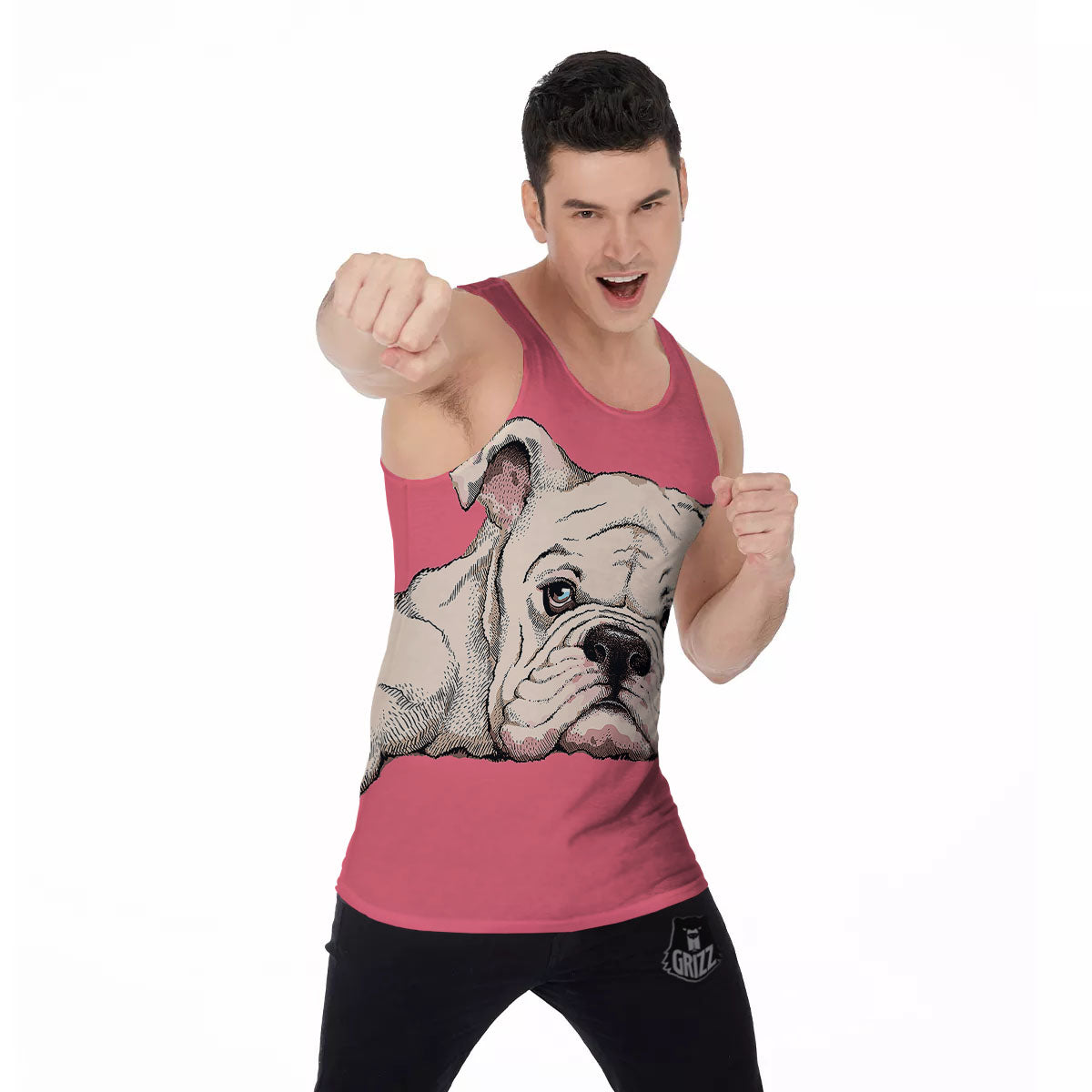 Portrait English Bulldog Print Men's Tank Top-grizzshop