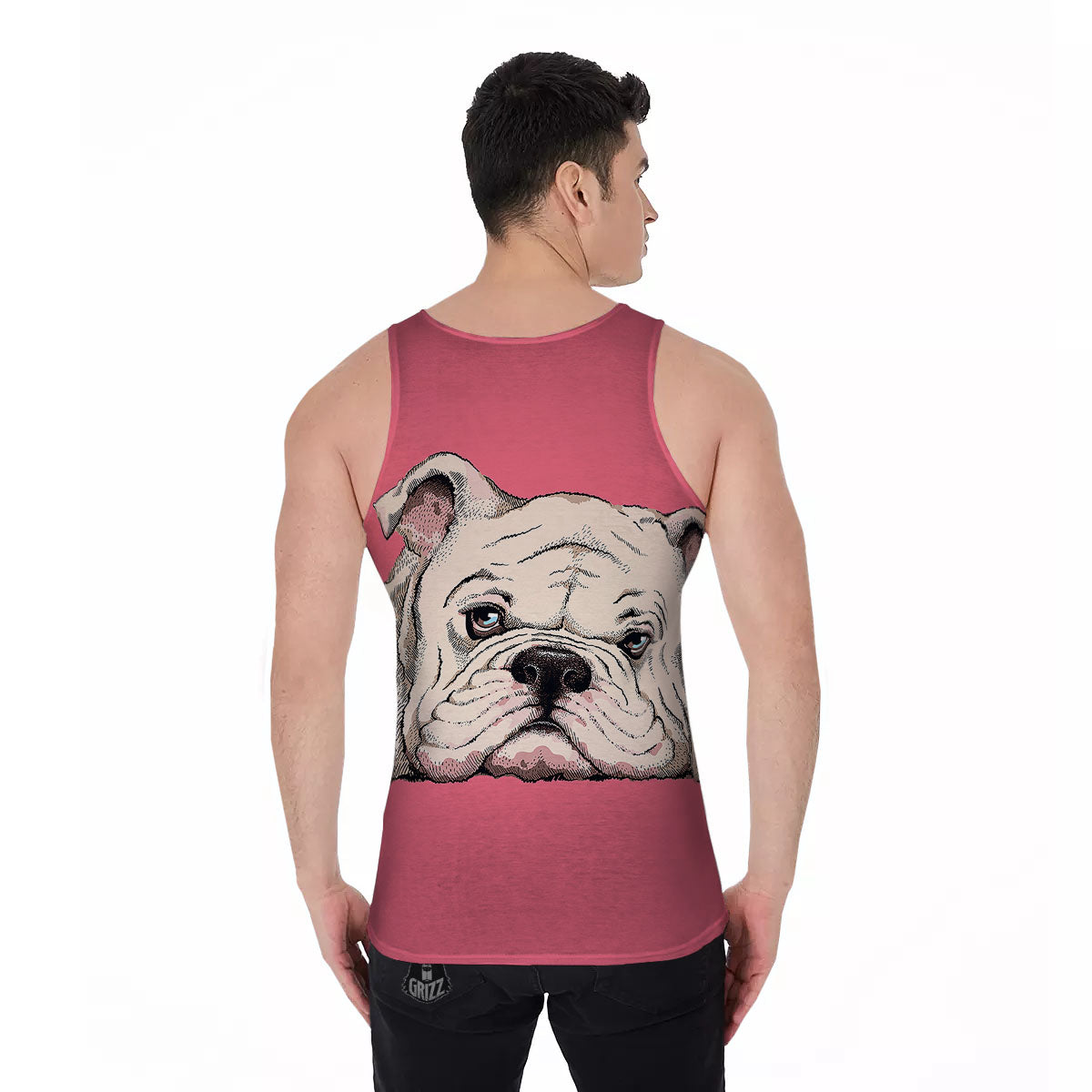 Portrait English Bulldog Print Men's Tank Top-grizzshop