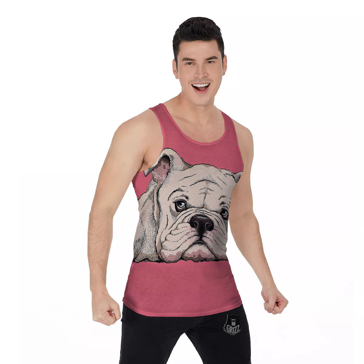 Portrait English Bulldog Print Men's Tank Top-grizzshop