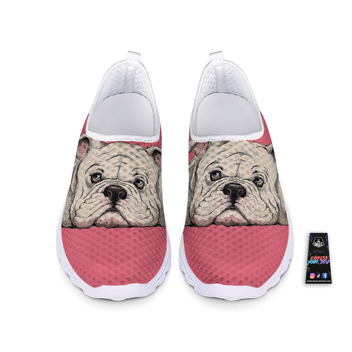 Portrait English Bulldog Print Nurse Shoes-grizzshop