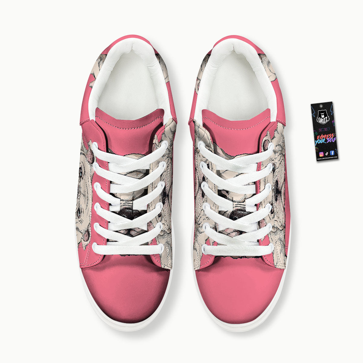 Portrait English Bulldog Print Platform Shoes-grizzshop