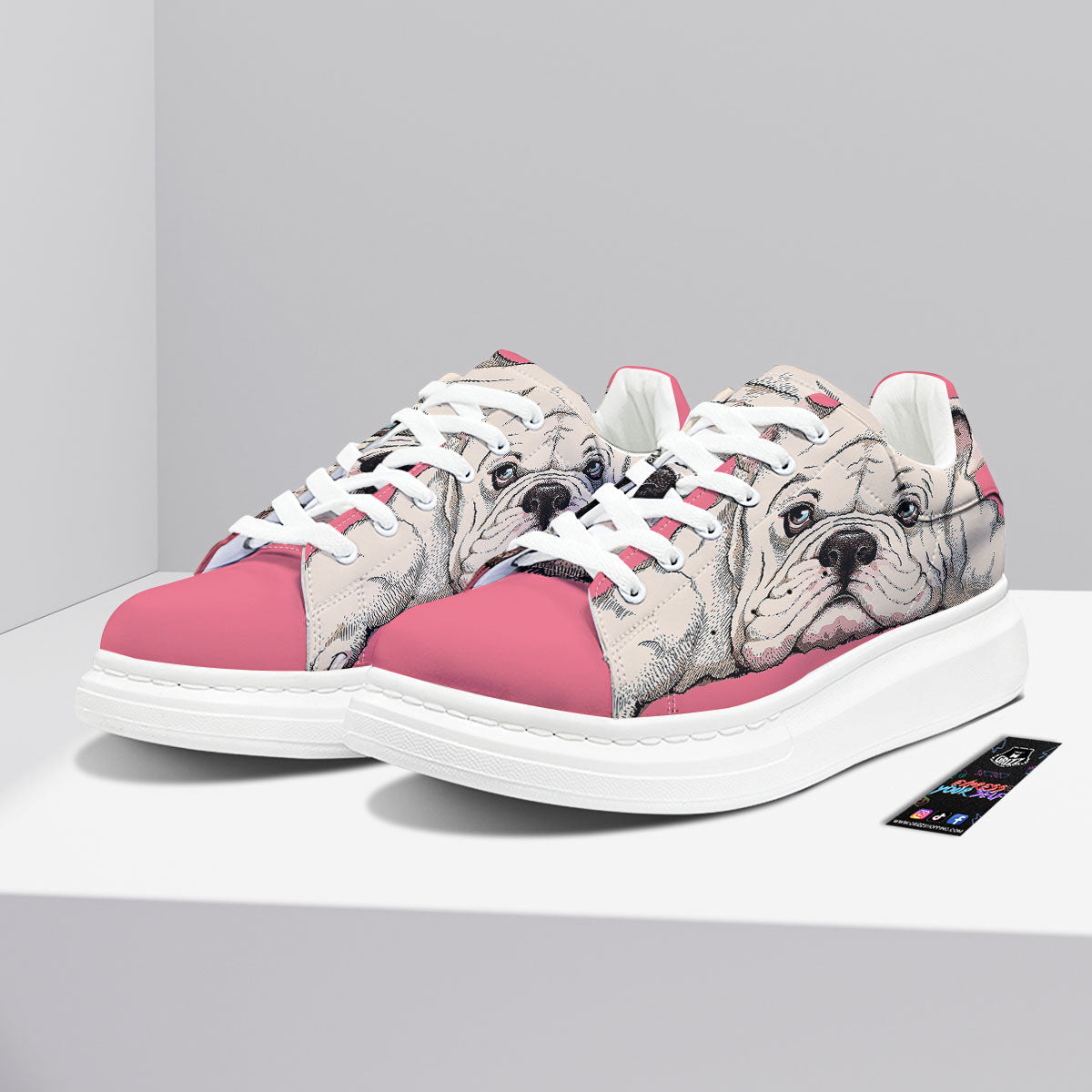 Portrait English Bulldog Print Platform Shoes-grizzshop