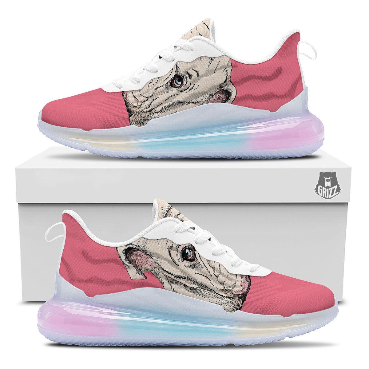 Portrait English Bulldog Print Running Sneakers-grizzshop