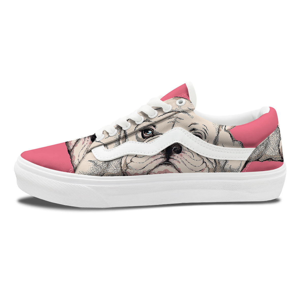 Portrait English Bulldog Print Skate Shoes-grizzshop