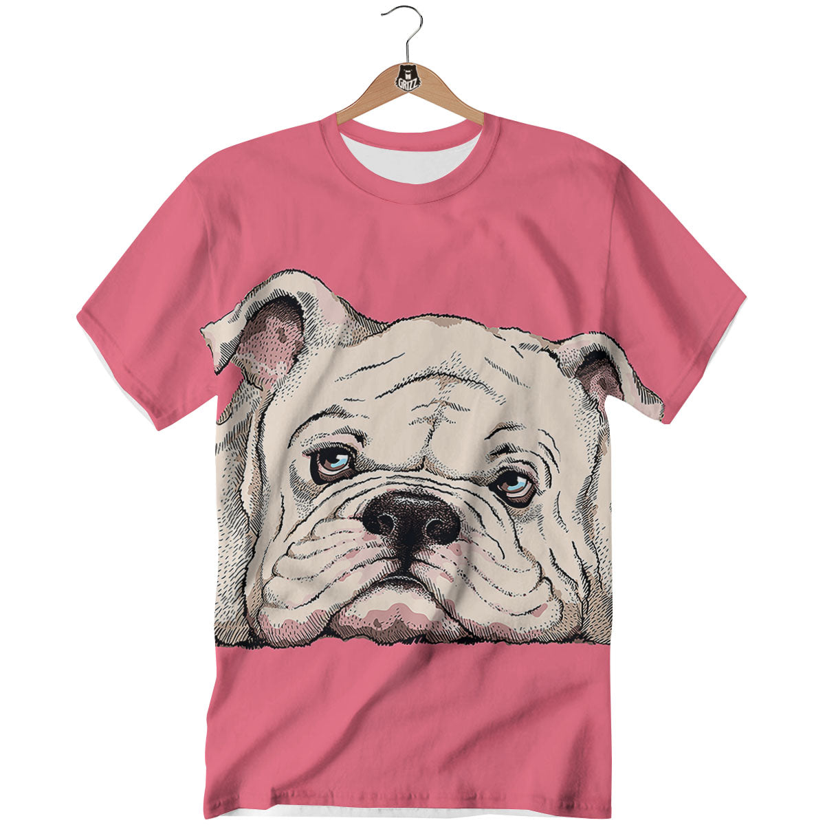 Portrait English Bulldog Print T-Shirt-grizzshop