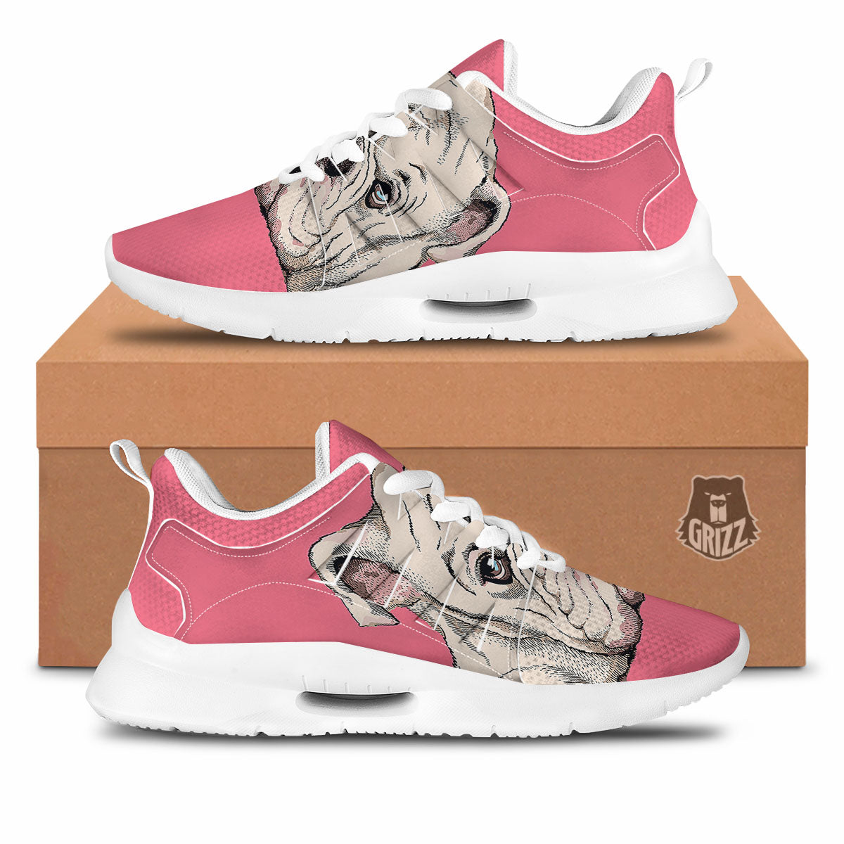 Portrait English Bulldog Print Tennis Shoes-grizzshop