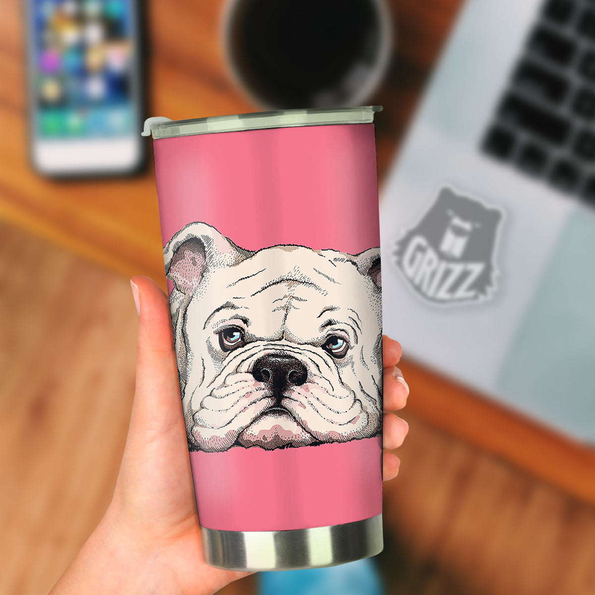 Portrait English Bulldog Print Tumbler-grizzshop