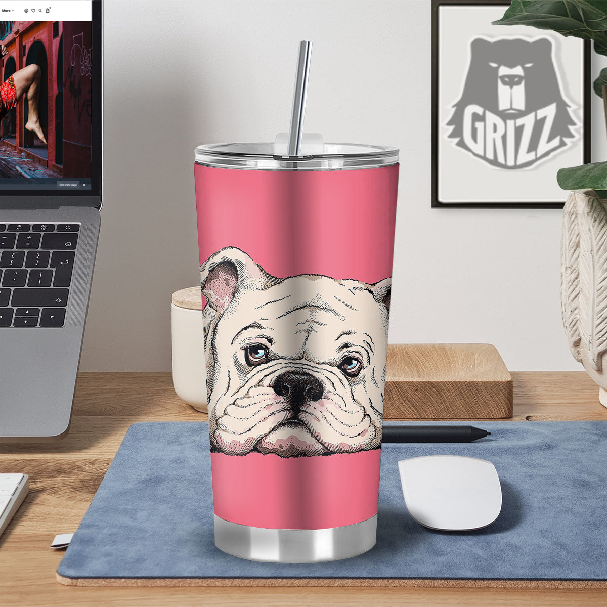 Portrait English Bulldog Print Tumbler-grizzshop