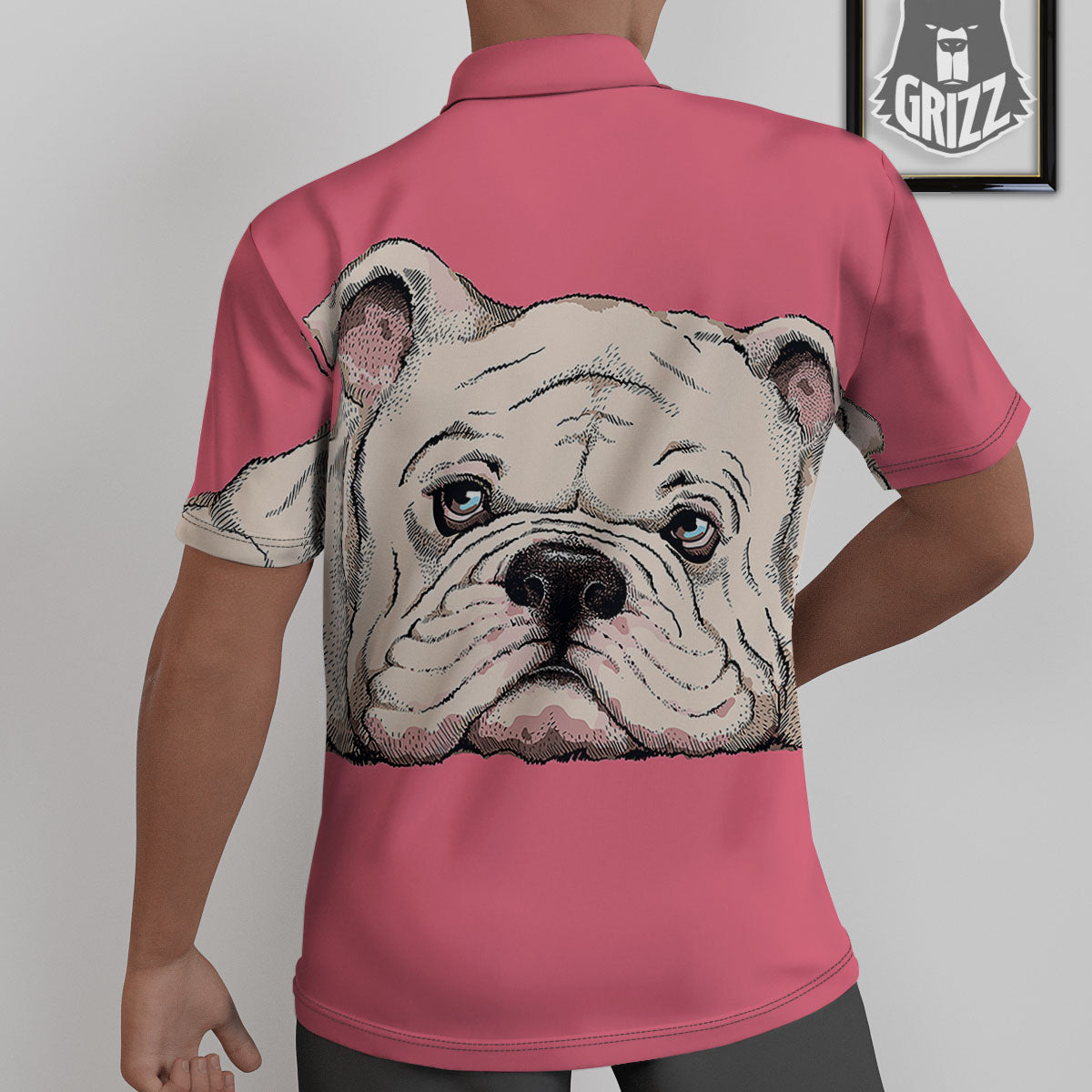 Portrait English Bulldog Print Untucked Shirts-grizzshop