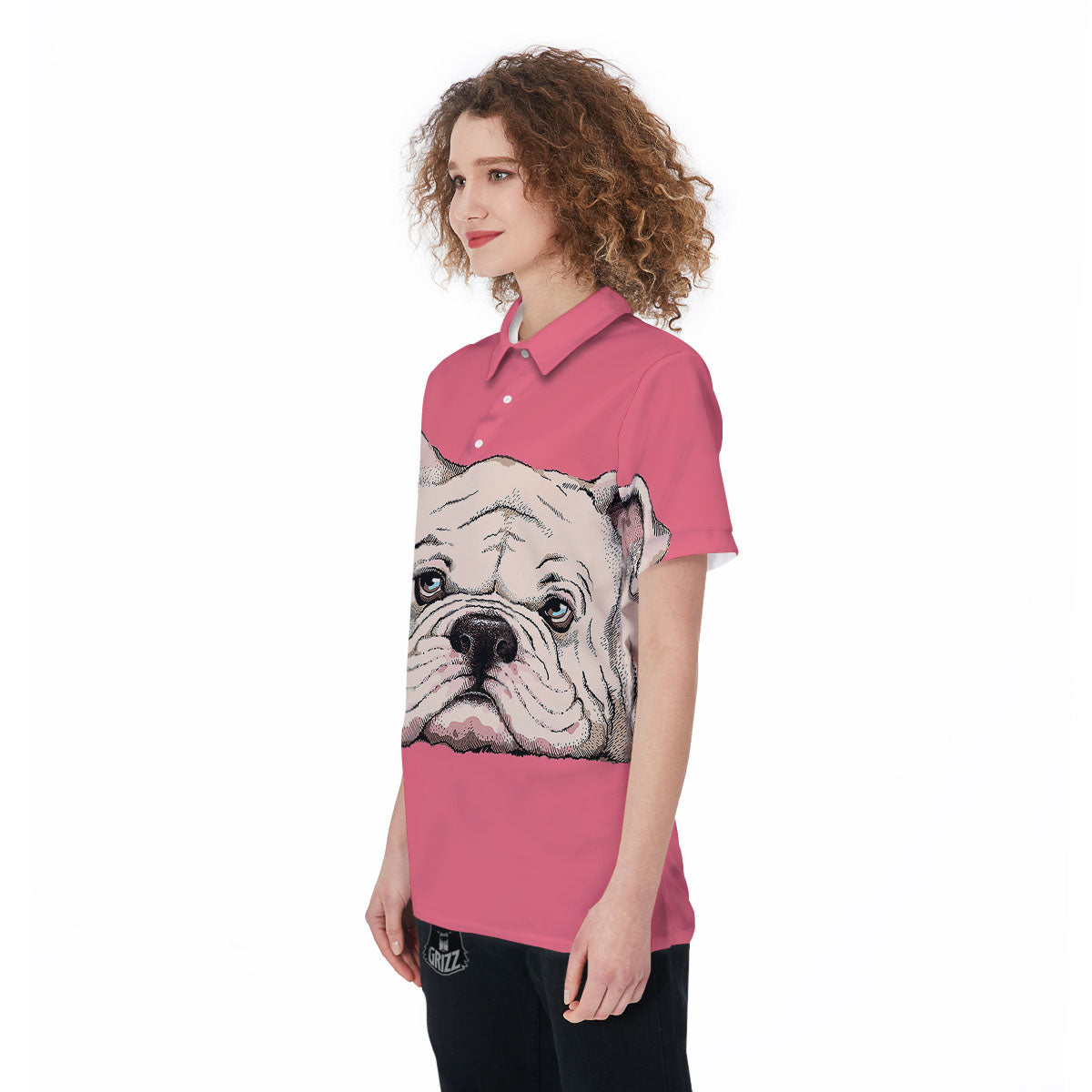Portrait English Bulldog Print Women's Golf Shirts-grizzshop