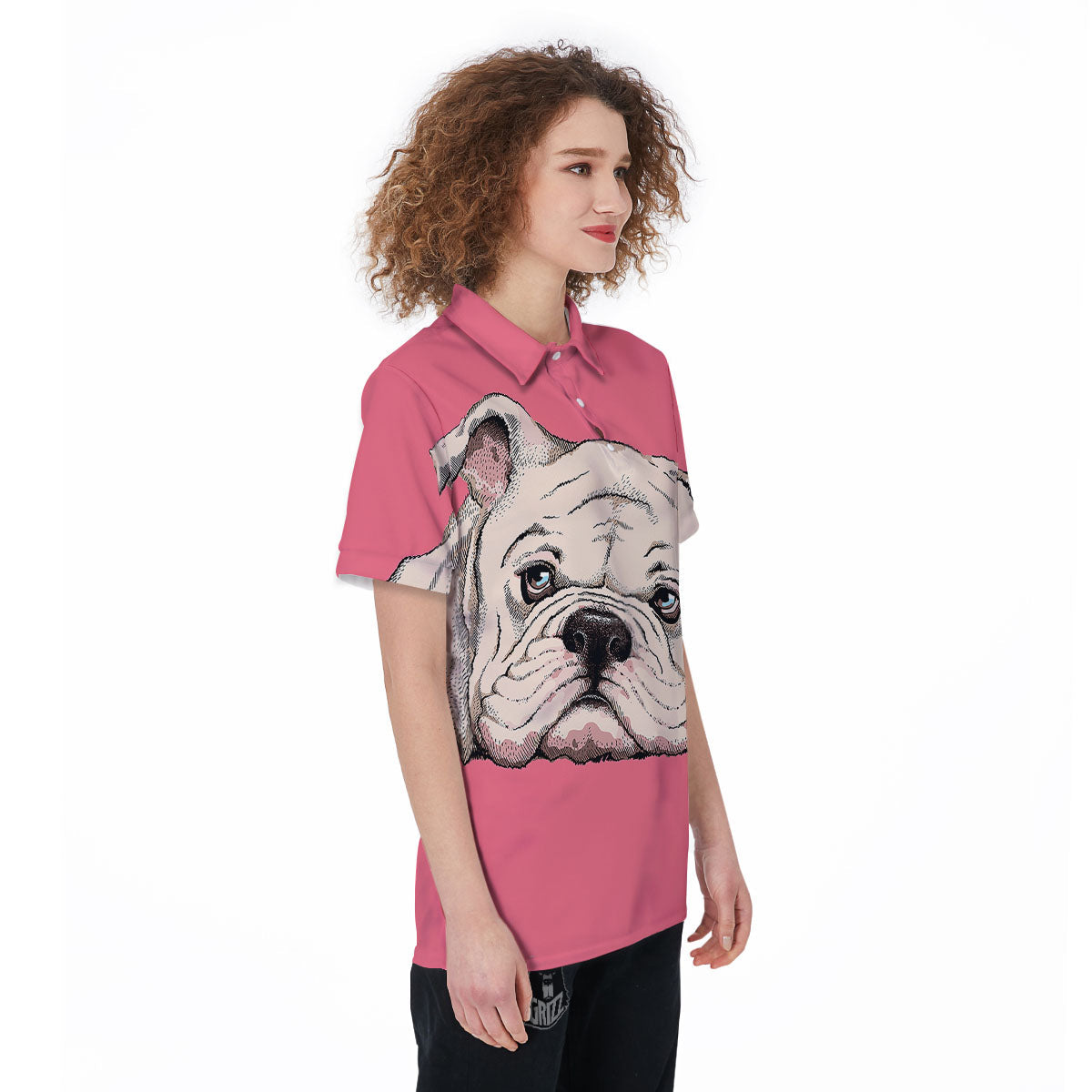 Portrait English Bulldog Print Women's Golf Shirts-grizzshop
