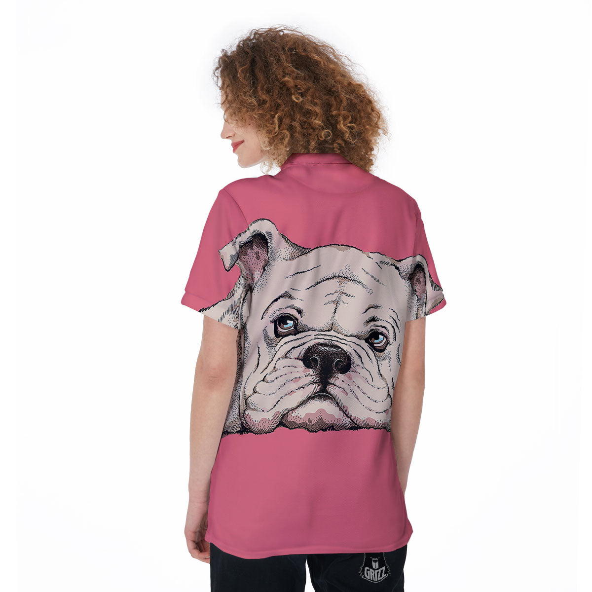 Portrait English Bulldog Print Women's Golf Shirts-grizzshop