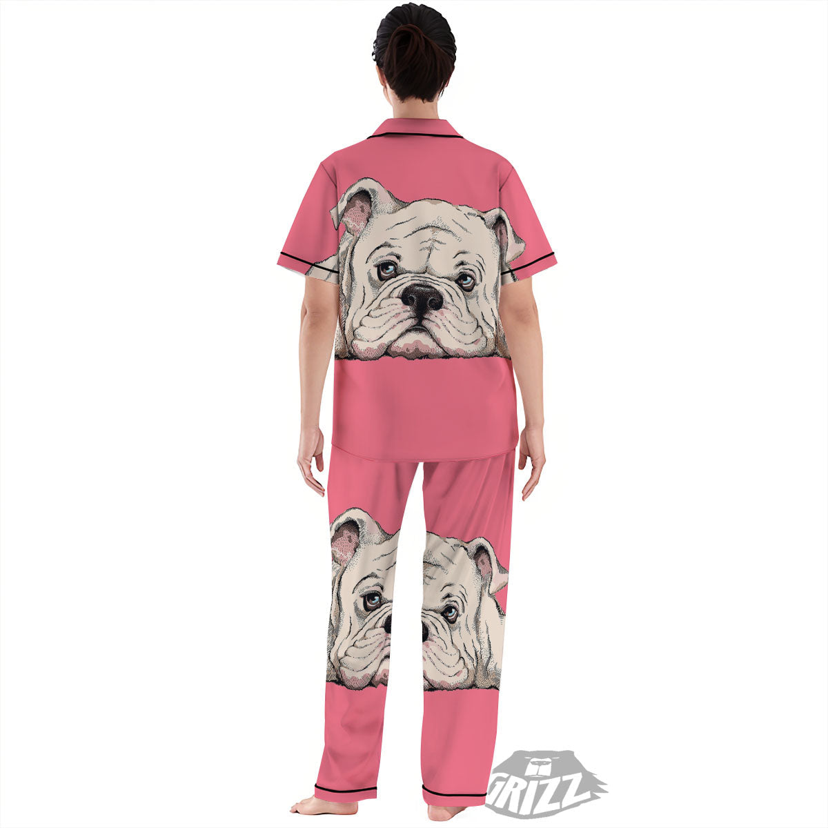 Portrait English Bulldog Print Women's Pajamas Set-grizzshop