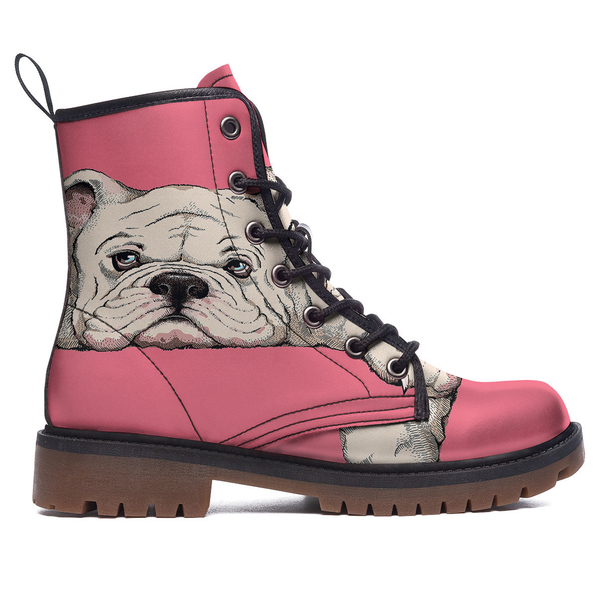 Portrait English Bulldog Print Work Boots-grizzshop