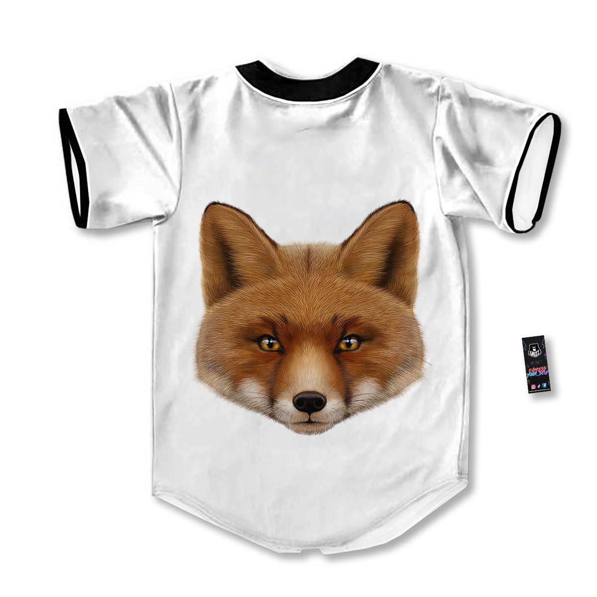 Portrait Fox Print Baseball Jersey-grizzshop