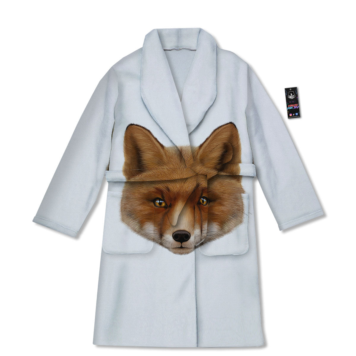 Portrait Fox Print Bathrobe-grizzshop