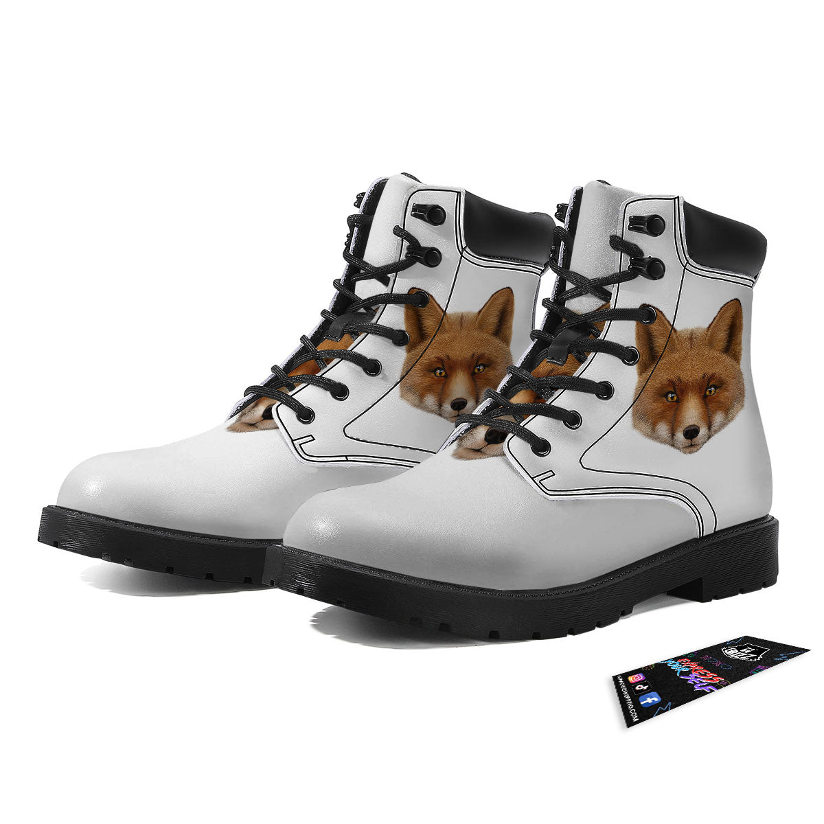 Portrait Fox Print Boots-grizzshop
