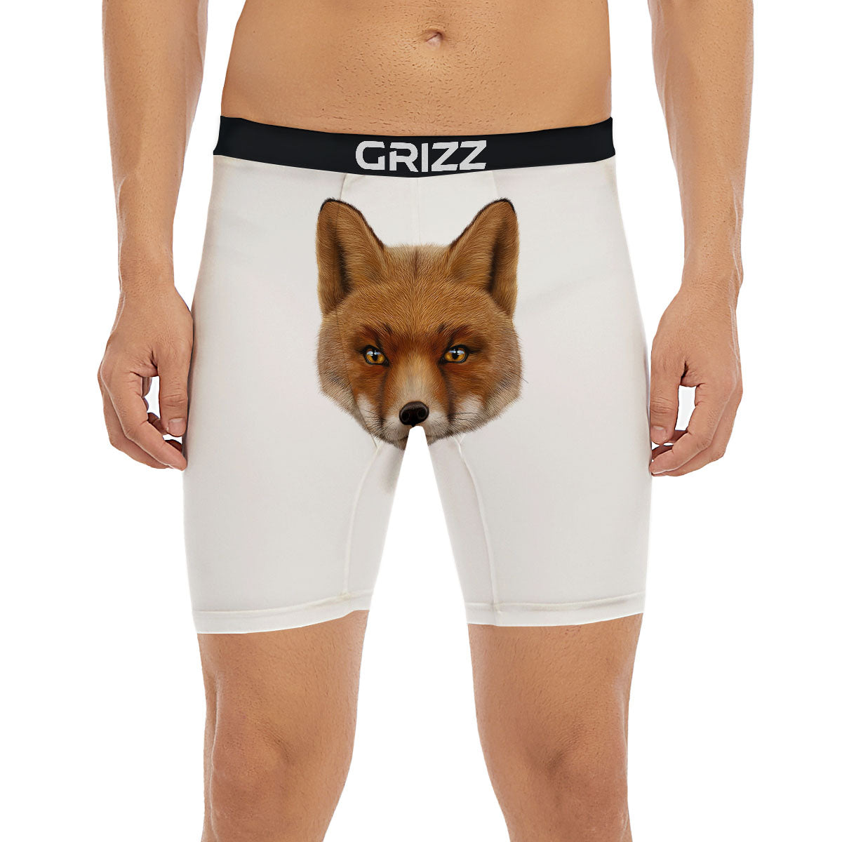 Portrait Fox Print Boxer Briefs-grizzshop