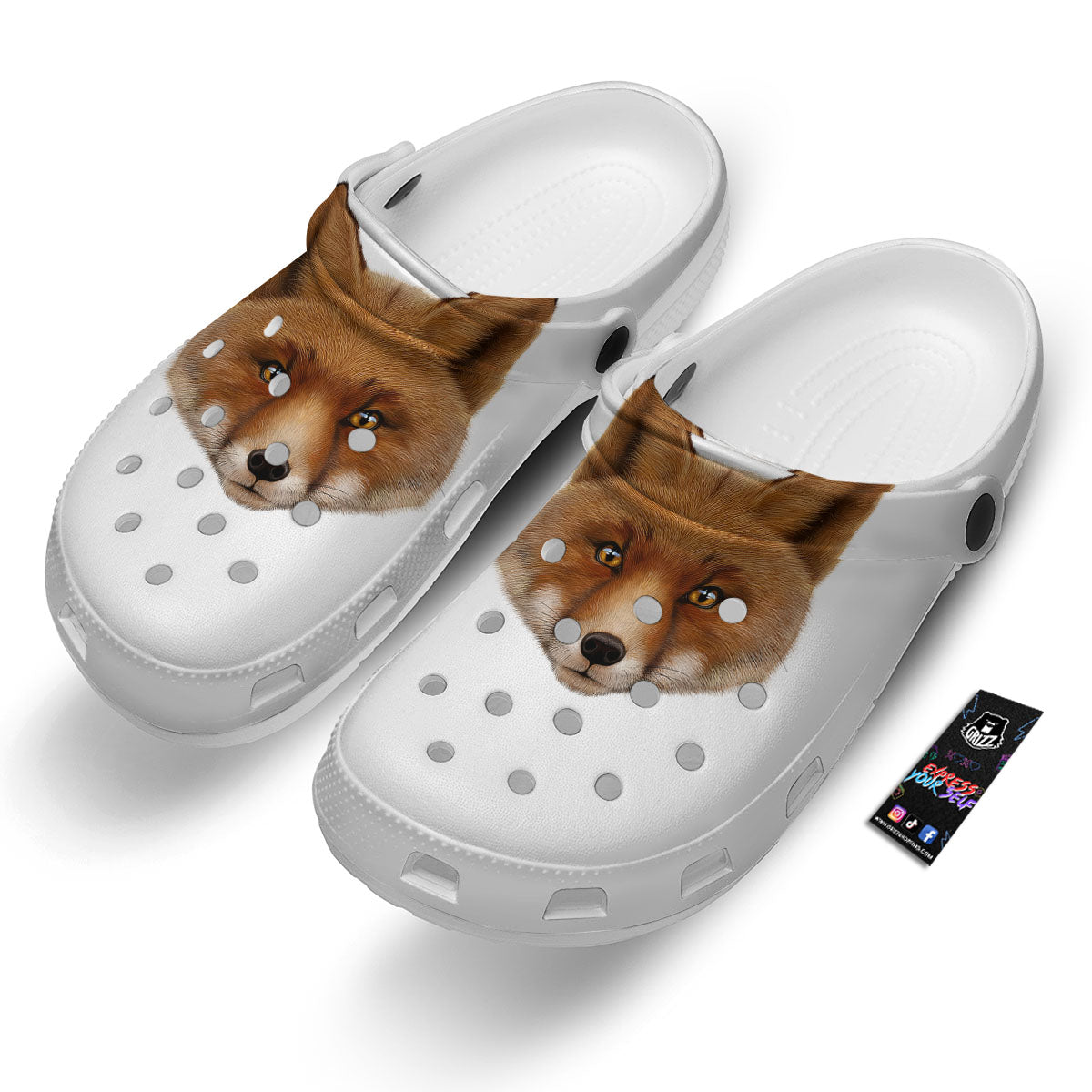 Portrait Fox Print Clog-grizzshop