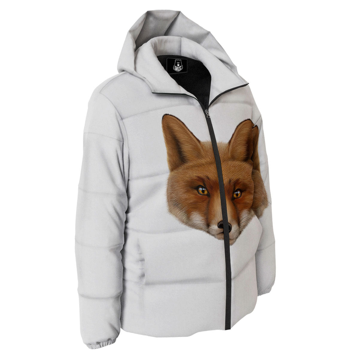 Portrait Fox Print Down Jacket-grizzshop