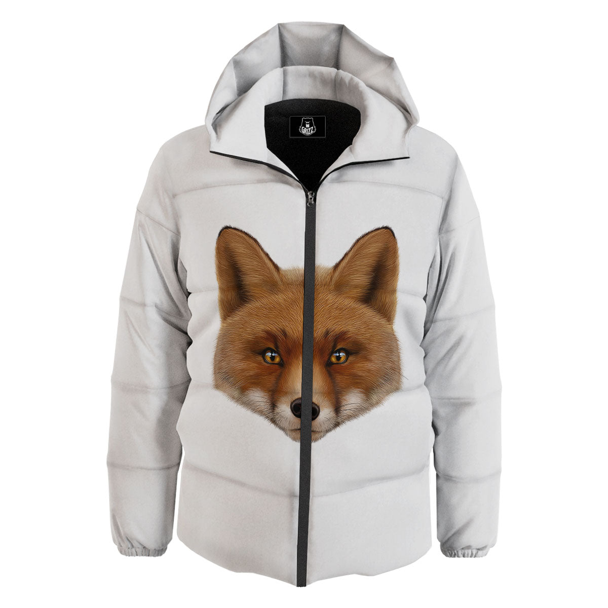 Portrait Fox Print Down Jacket-grizzshop