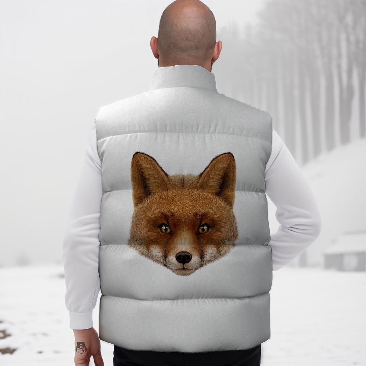 Portrait Fox Print Down Vest