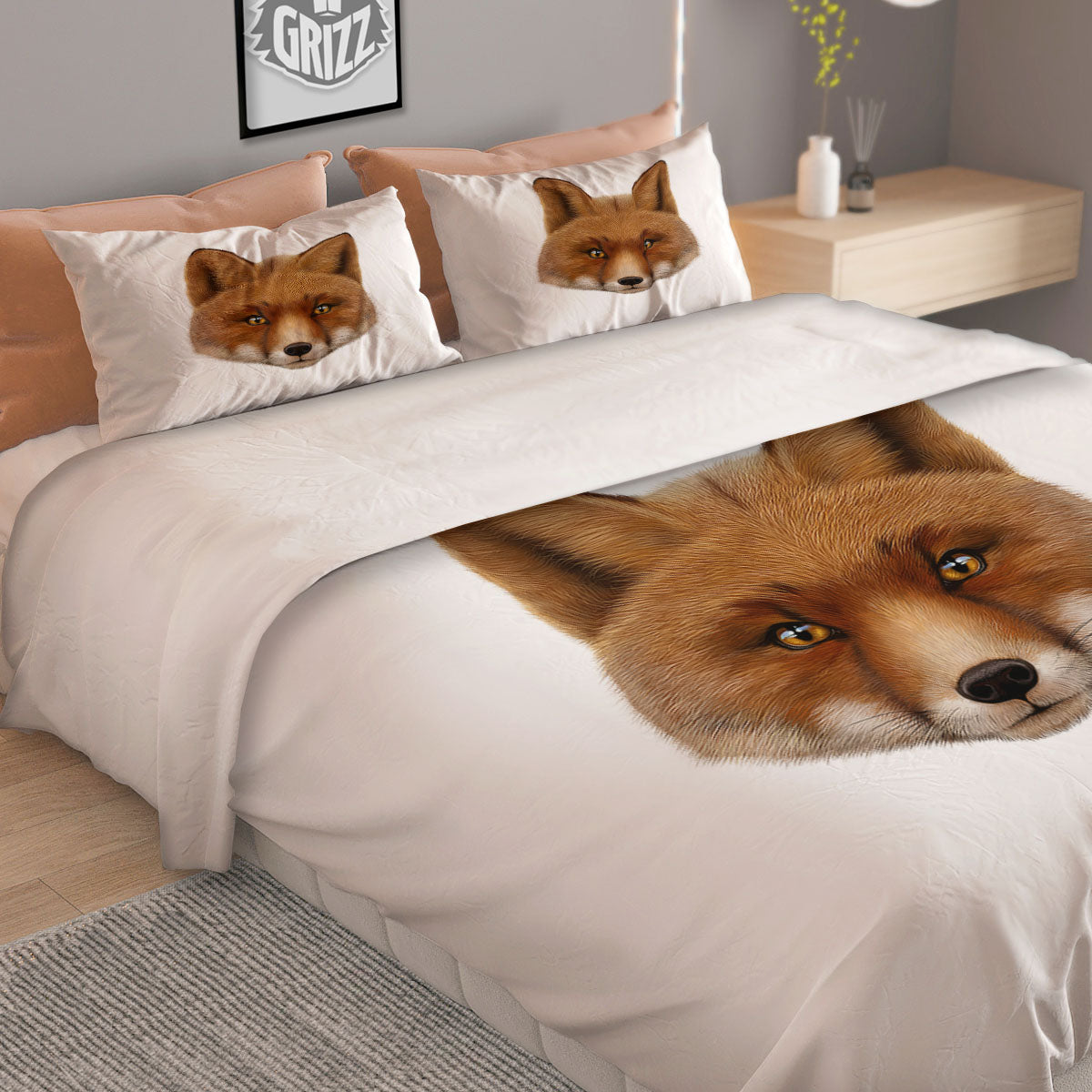 Portrait Fox Print Duvet Cover Bedding Set