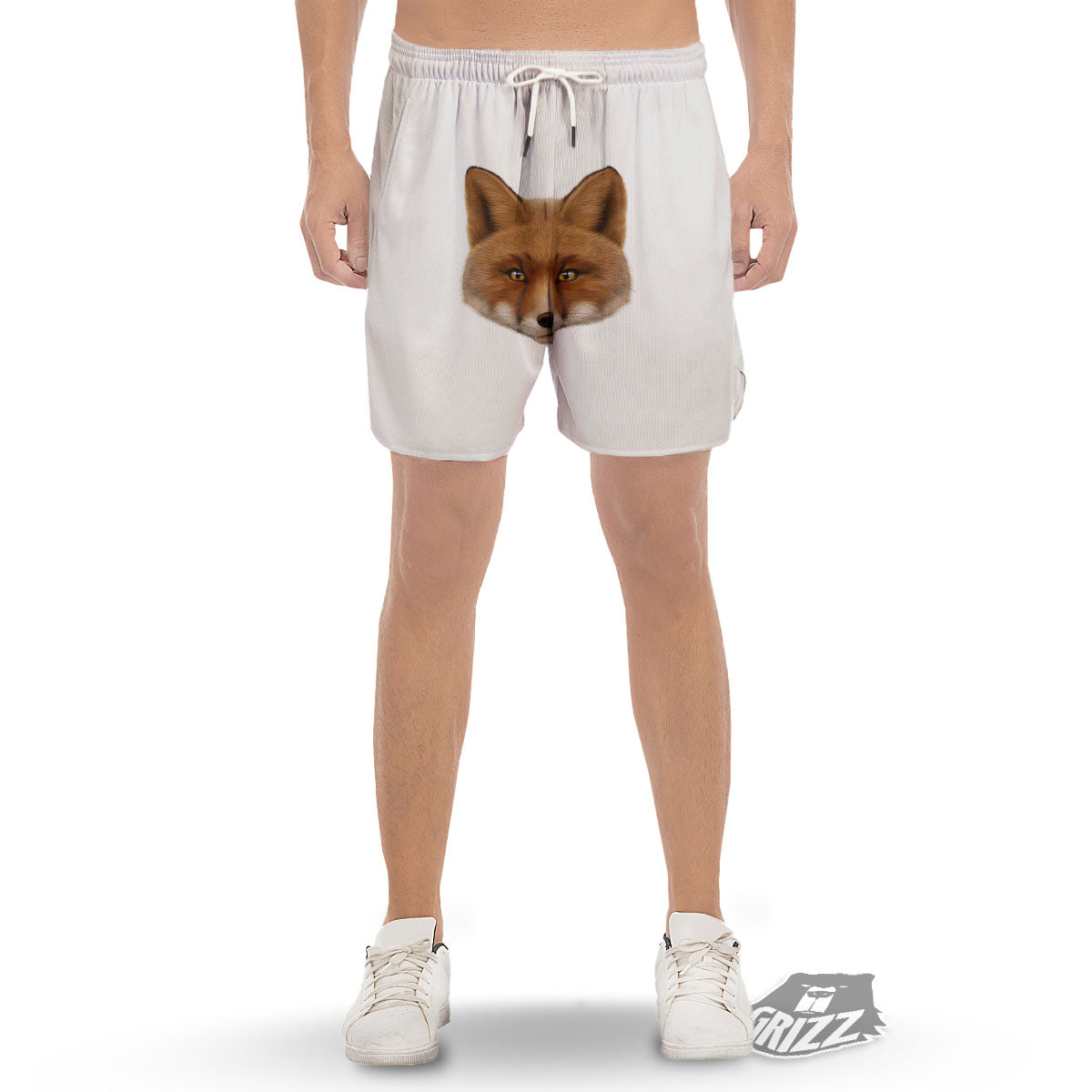 Portrait Fox Print Men's Gym Shorts-grizzshop