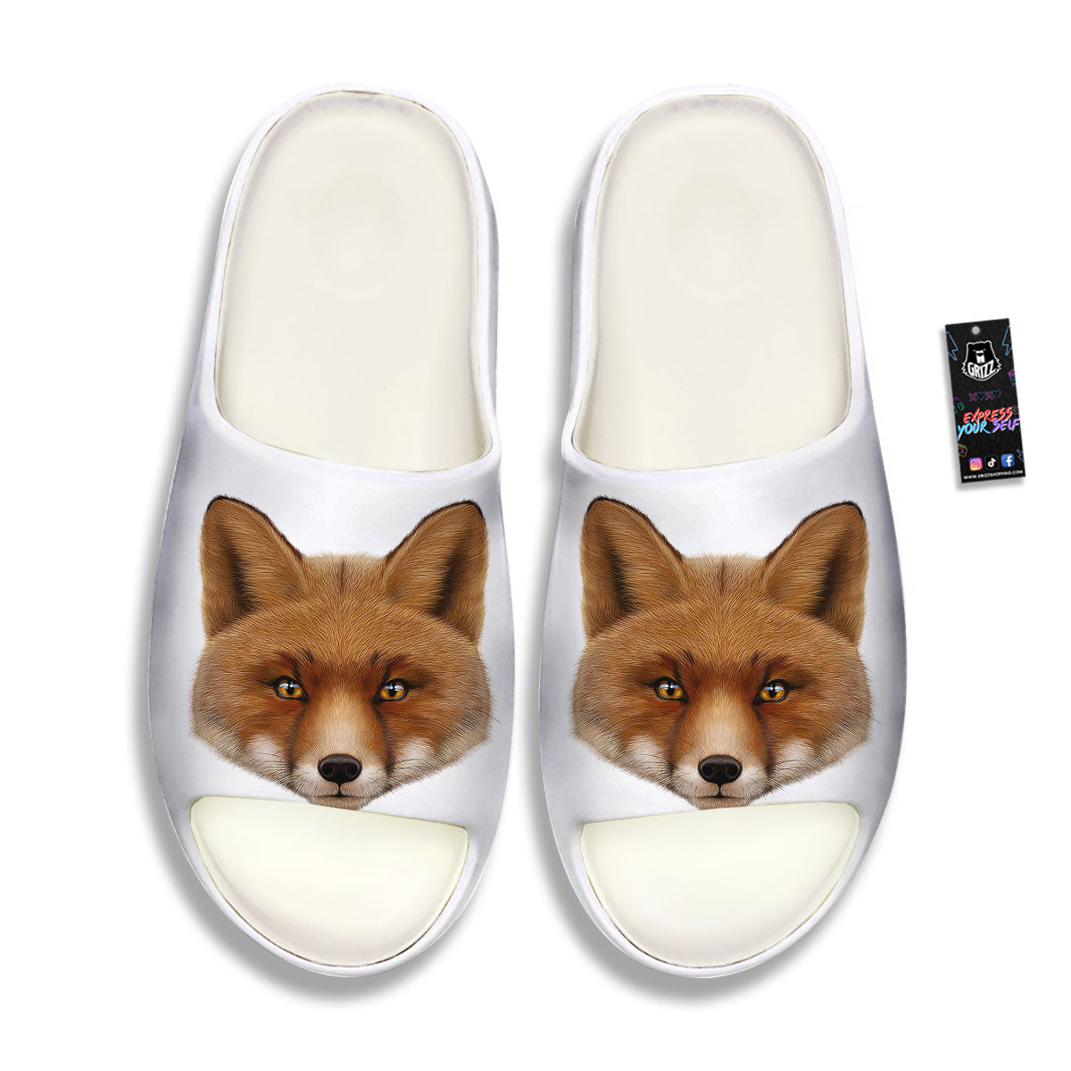 Portrait Fox Print Sandals-grizzshop