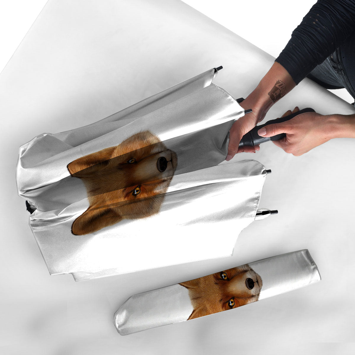 Portrait Fox Print Umbrella-grizzshop