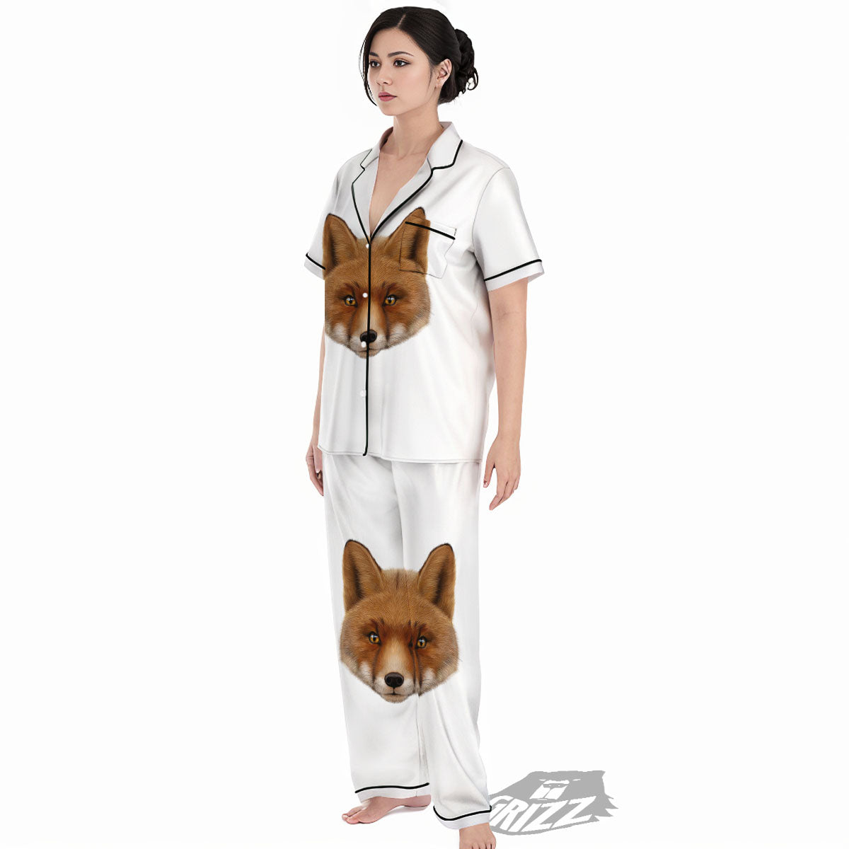 Portrait Fox Print Women's Pajamas Set-grizzshop