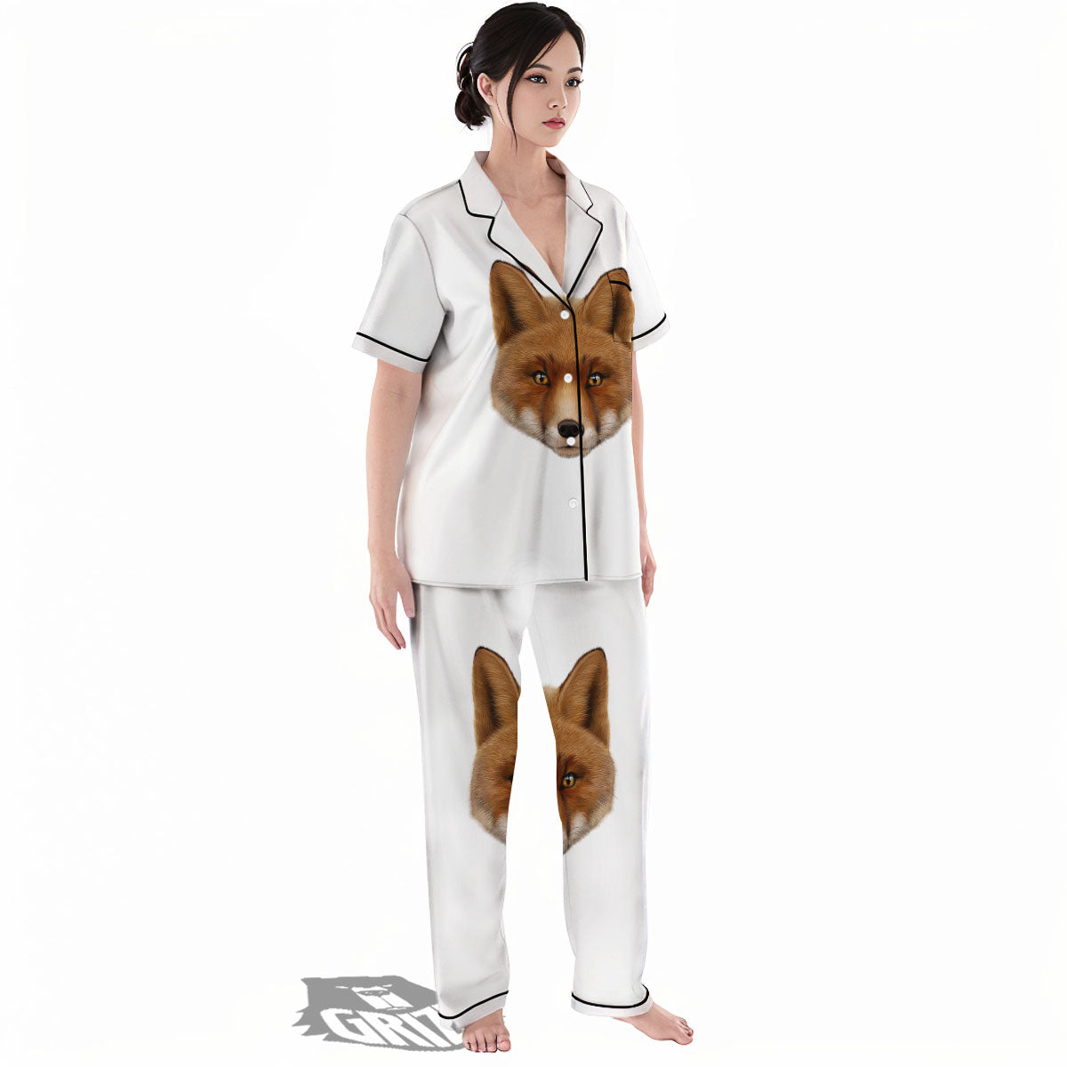 Portrait Fox Print Women's Pajamas Set-grizzshop