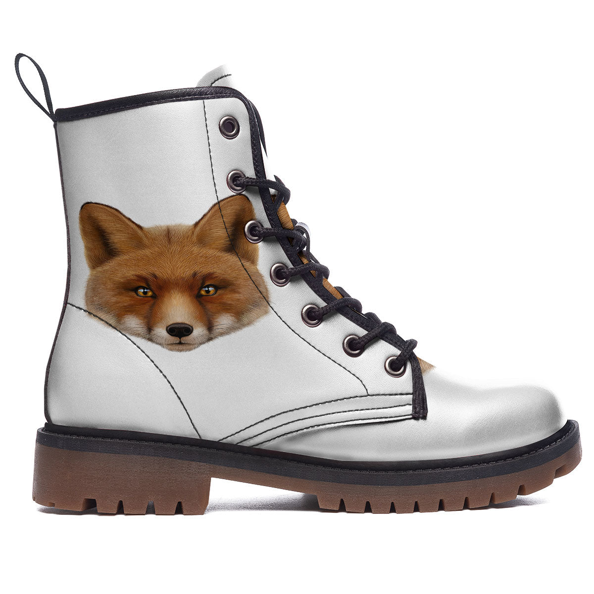 Portrait Fox Print Work Boots-grizzshop