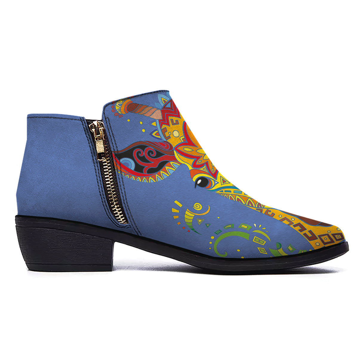 Portrait Giraffe Colorful Print Ankle Boots-grizzshop