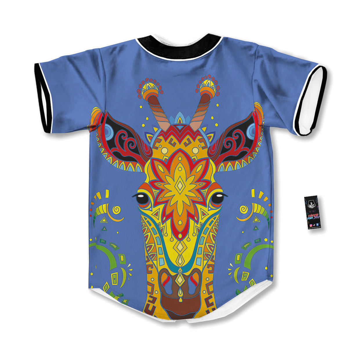 Portrait Giraffe Colorful Print Baseball Jersey-grizzshop