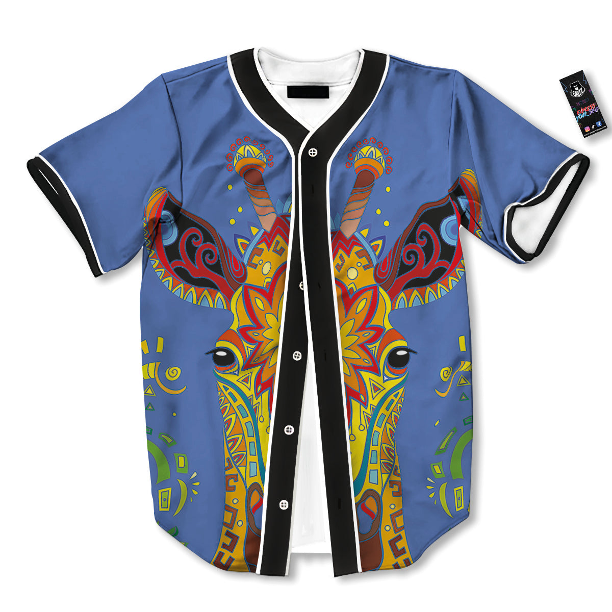 Portrait Giraffe Colorful Print Baseball Jersey-grizzshop
