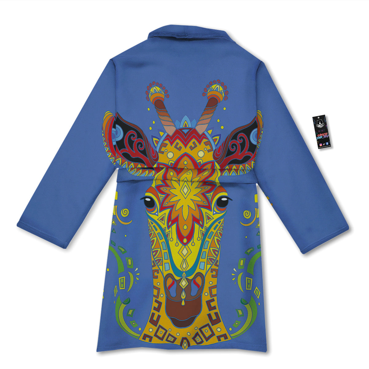 Portrait Giraffe Colorful Print Bathrobe-grizzshop
