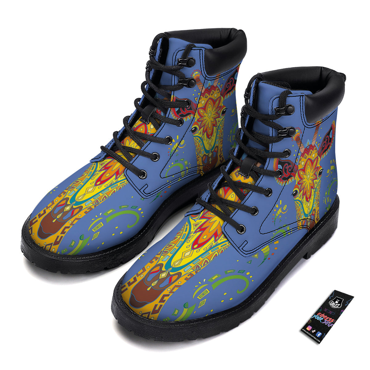 Portrait Giraffe Colorful Print Boots-grizzshop