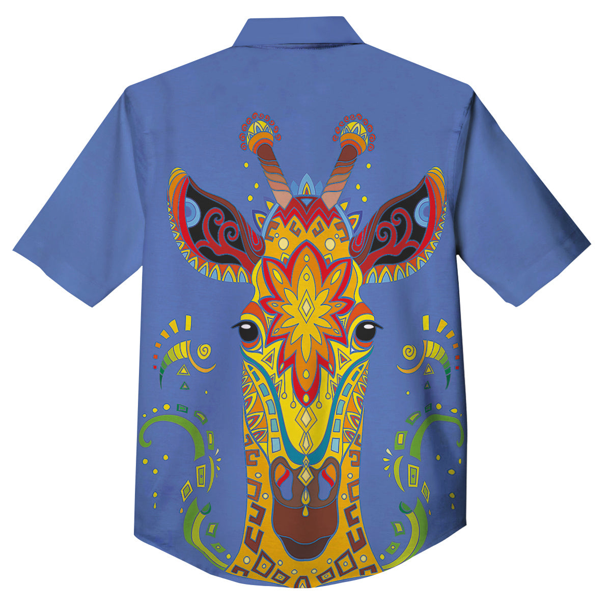 Portrait Giraffe Colorful Print Button Up Shirt-grizzshop