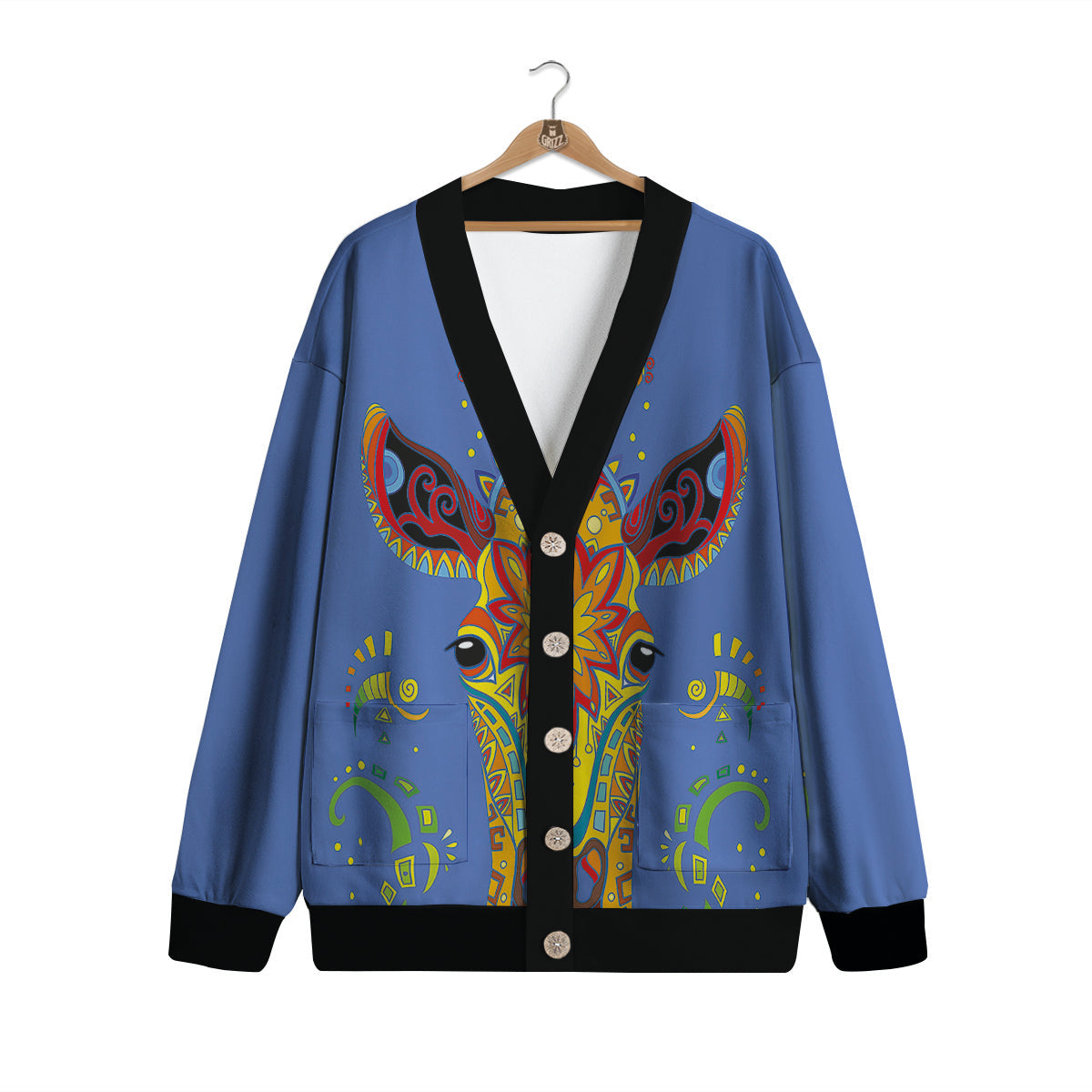 Portrait Giraffe Colorful Print Cardigan-grizzshop