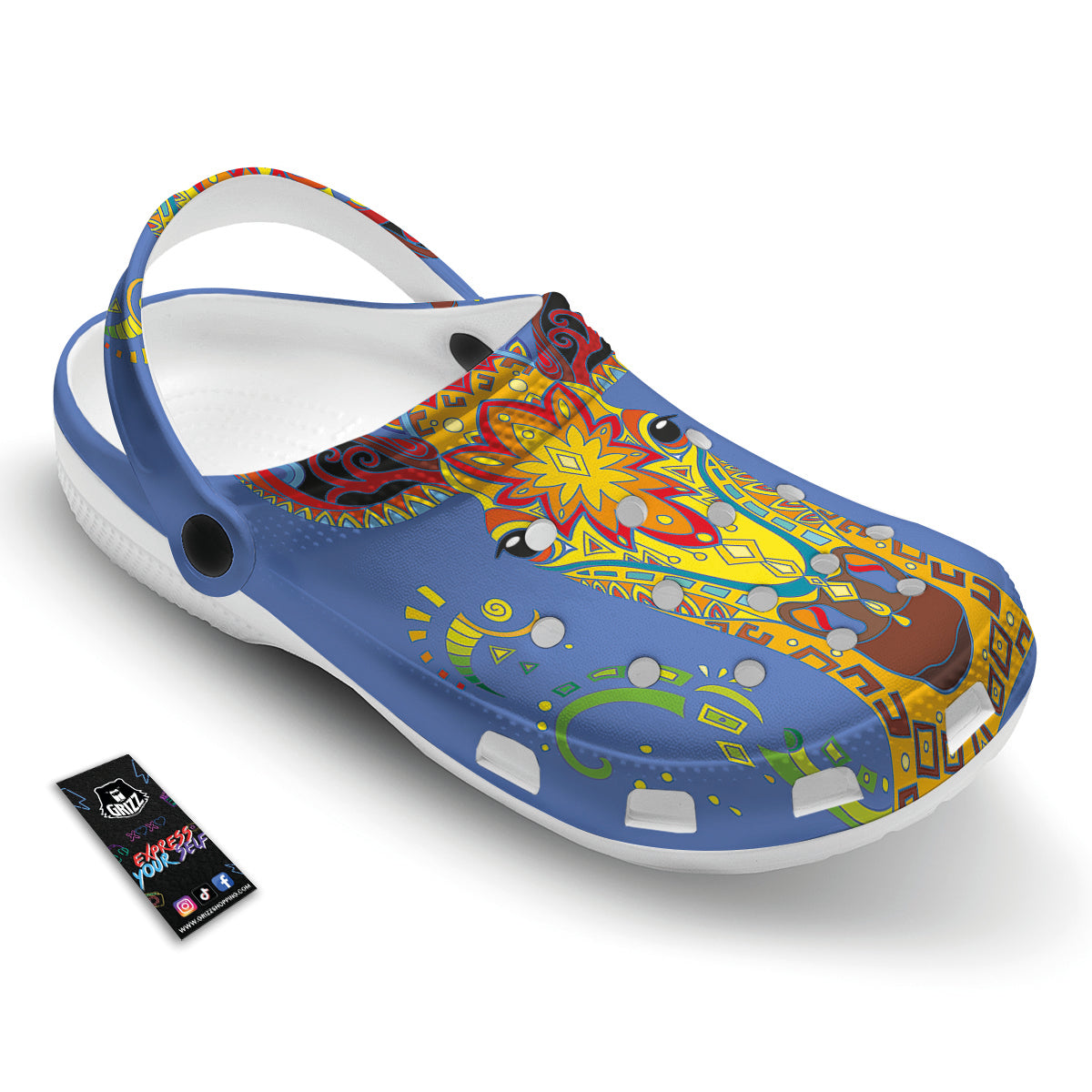 Portrait Giraffe Colorful Print Clog-grizzshop