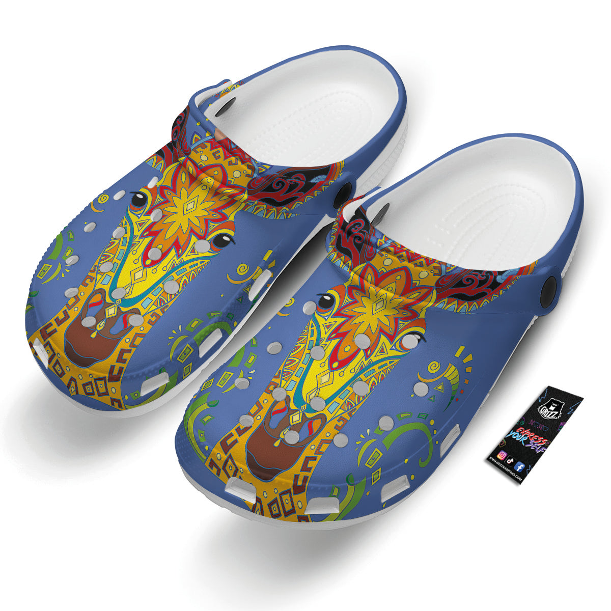 Portrait Giraffe Colorful Print Clog-grizzshop