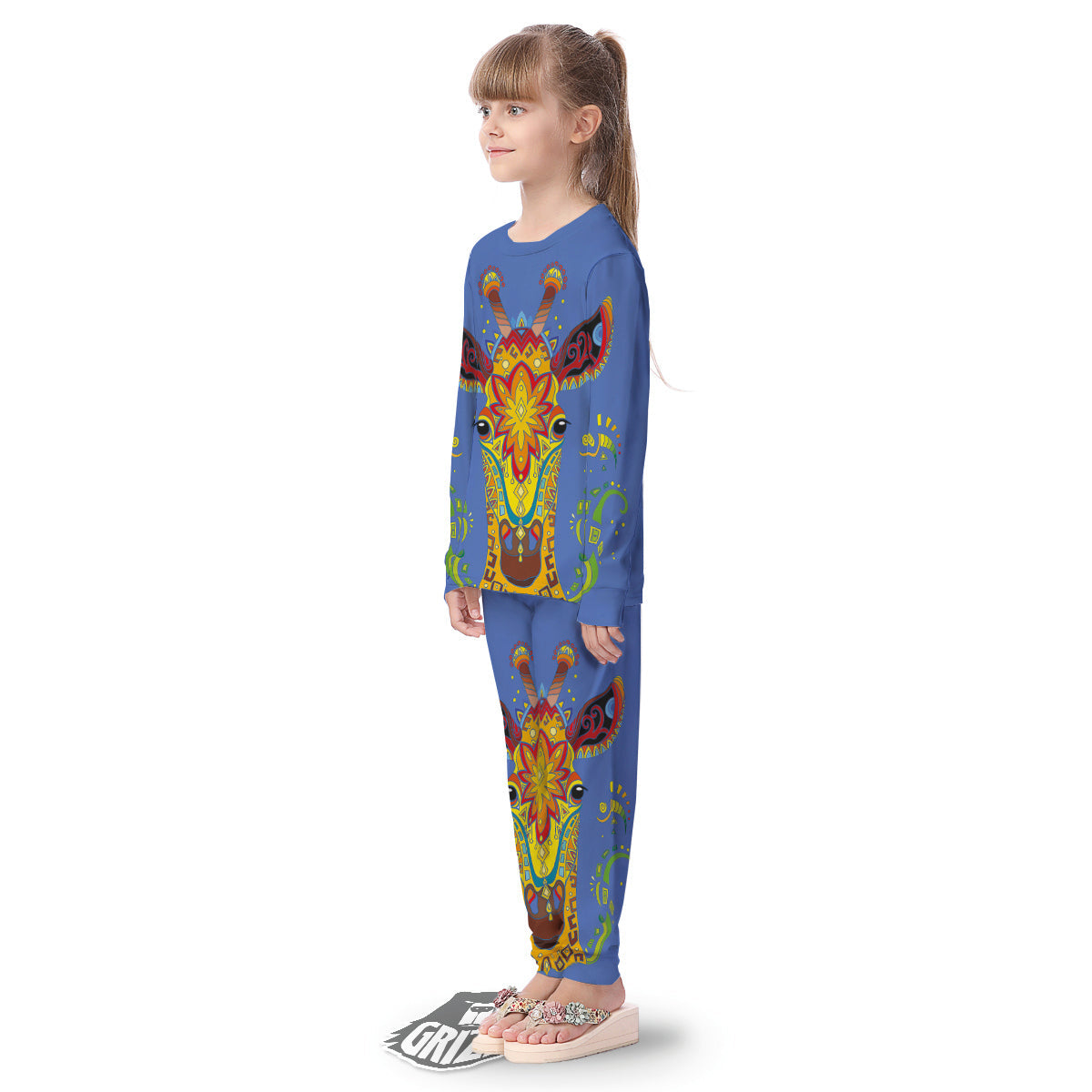 Portrait Giraffe Colorful Print Kid's Pajamas-grizzshop